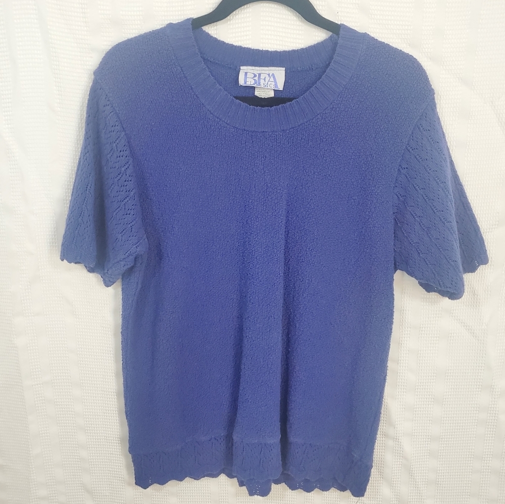 VINTAGE BFA CLASSICS Short Sleeve Sweater Purple/Blue Size Large